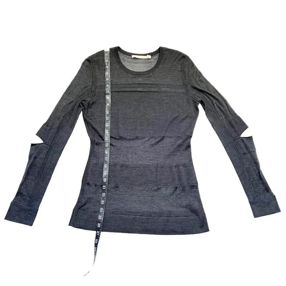 Jason Wu Light Knit Silk Top Size Large Gray Long-Sleeve Elbow Cut Wu Collection